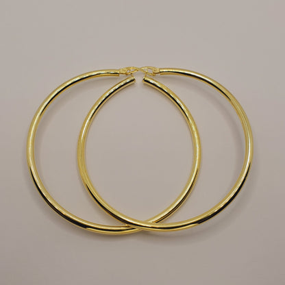 Large Gold Hoop Earrings , 10K Yellow Gold Hoop Earrings 65mm, Circle Earrings for Women, Big Hoop Earrings for Everyday Wear, Simple Hoops