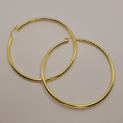 Large Gold Hoop Earrings , 10K Yellow Gold Hoop Earrings 65mm, Circle Earrings for Women, Big Hoop Earrings for Everyday Wear, Simple Hoops