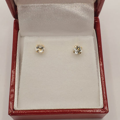 Aquamarine Earrings | 14K Yellow Gold Genuine Aquamarine 4x4mm Stud Earrings