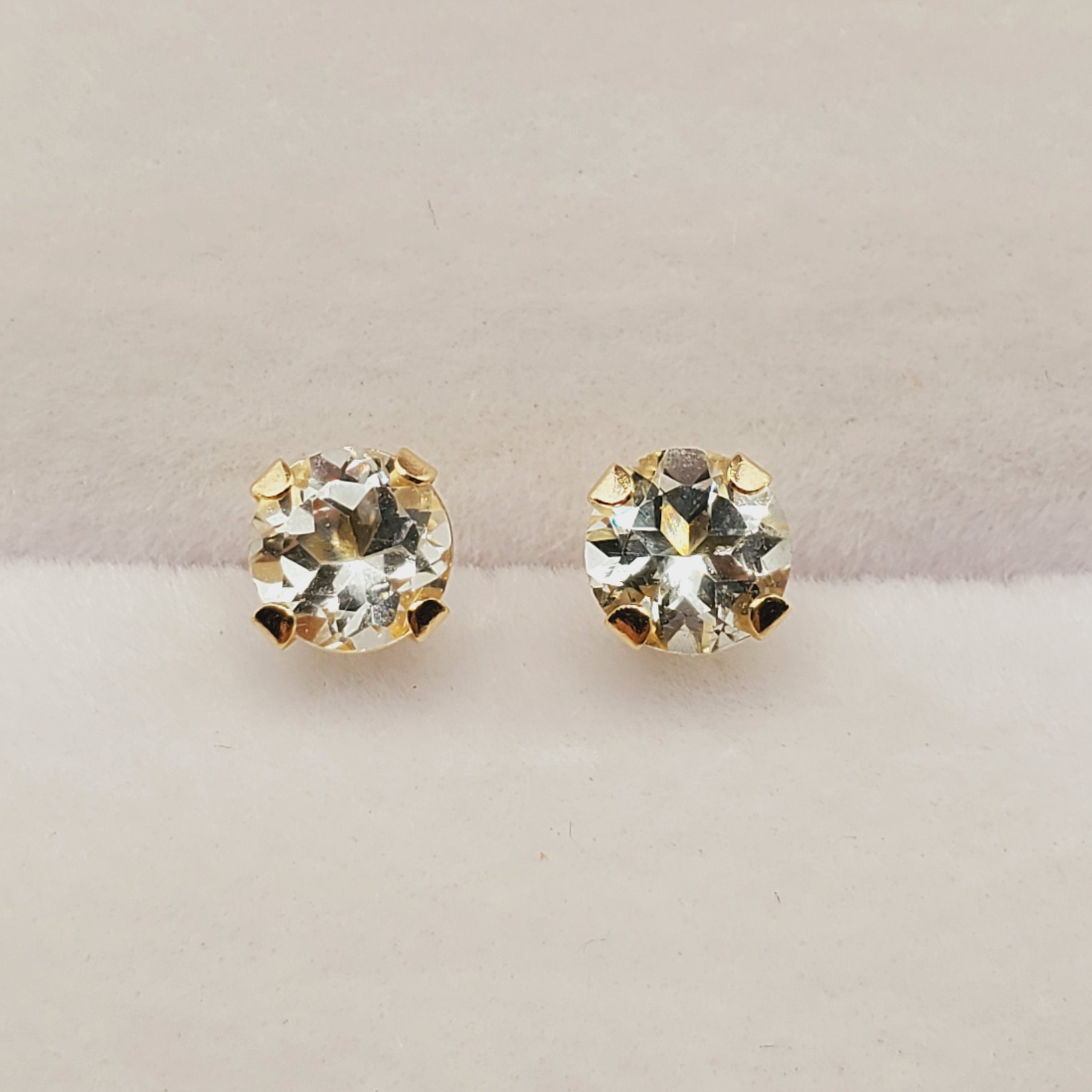 Gold Aquamarine Earrings | 10K Yellow Gold Aquamarine (4x4mm) Stud Earrings