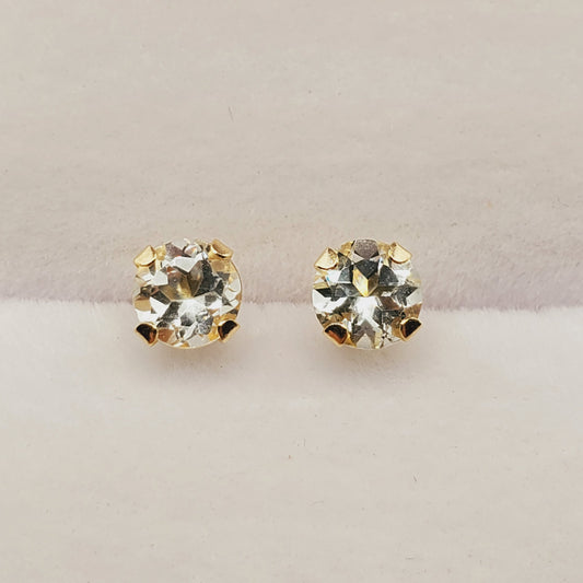 Gold Aquamarine Earrings | 10K Yellow Gold Aquamarine (4x4mm) Stud Earrings