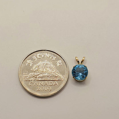 Gold Blue Topaz Pendant Necklace, 10K Yellow Gold Blue Topaz 6x6mm Pendant For Women, December Birthstone, Blue Gemstone, Gift for Her