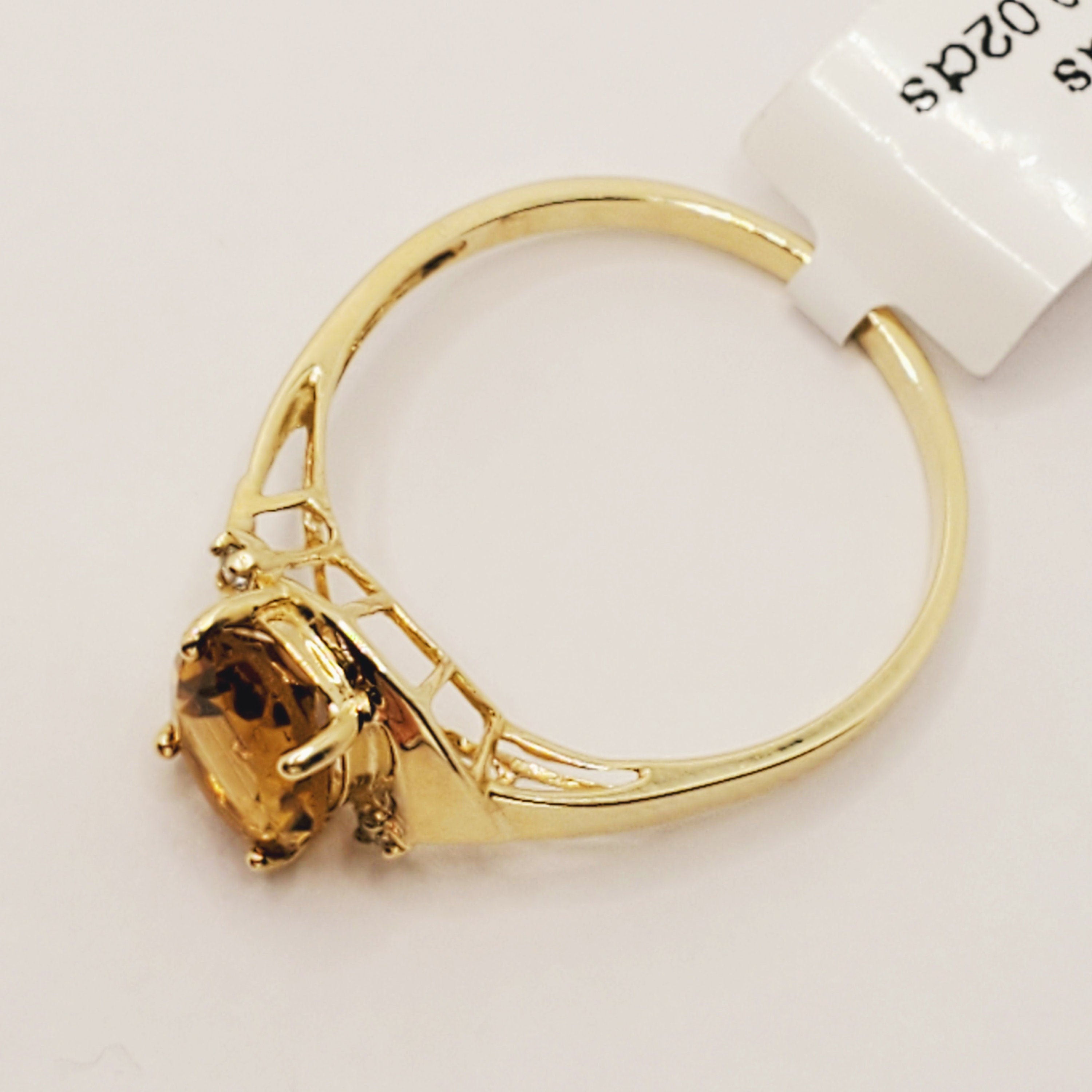 Gold Citrine Ring, 10K Yellow Gold Citrine 8x6mm and Diamond Ring, November Birthstone, Citrine Gemstone, Ring For Women, Presents For Mom