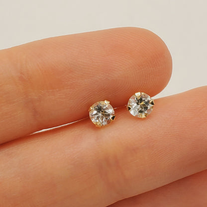 Gold Aquamarine Earrings | 10K Yellow Gold Aquamarine (4x4mm) Stud Earrings