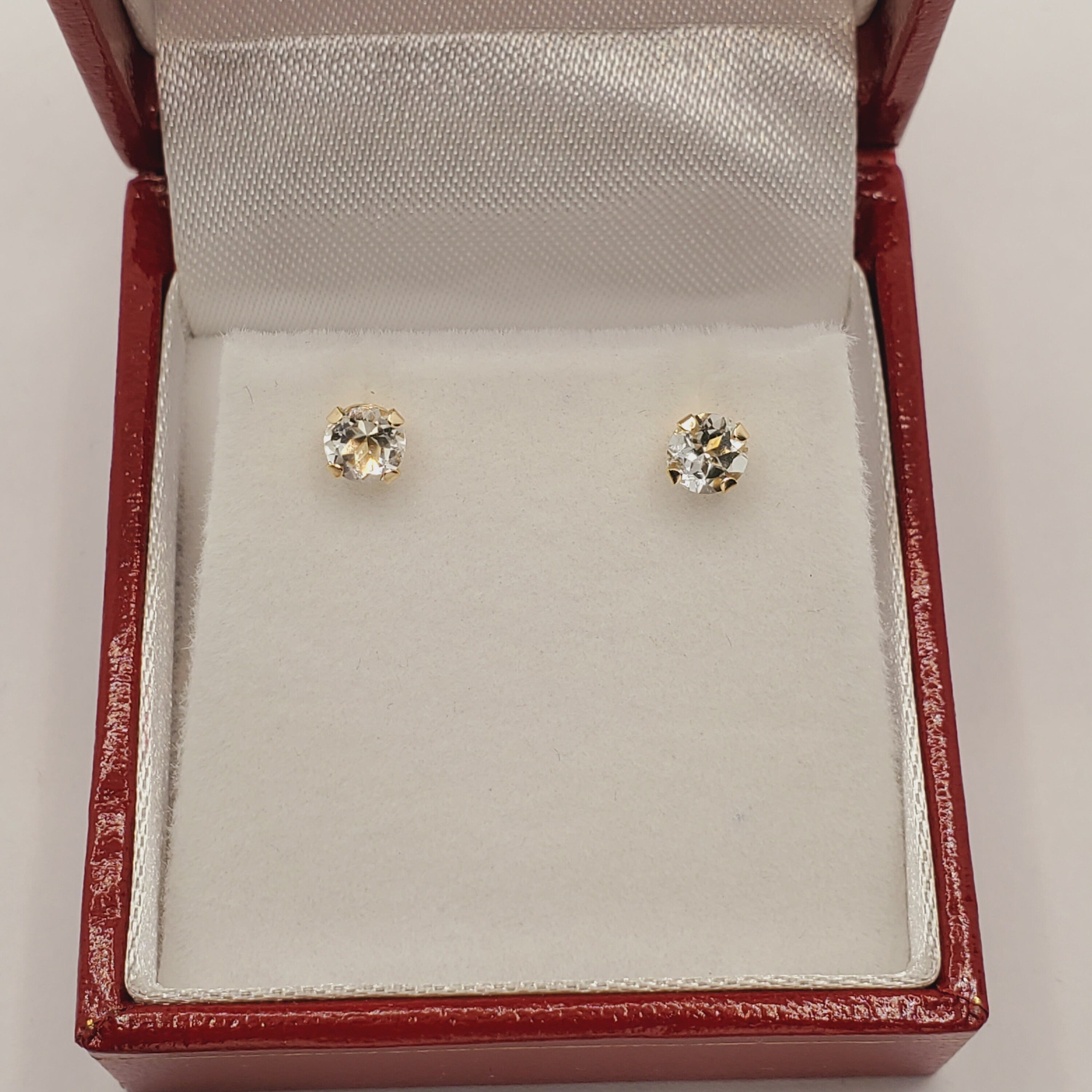 Gold Aquamarine Earrings | 10K Yellow Gold Aquamarine (4x4mm) Stud Earrings