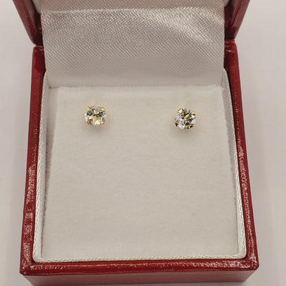 Gold Aquamarine Earrings | 10K Yellow Gold Aquamarine (4x4mm) Stud Earrings