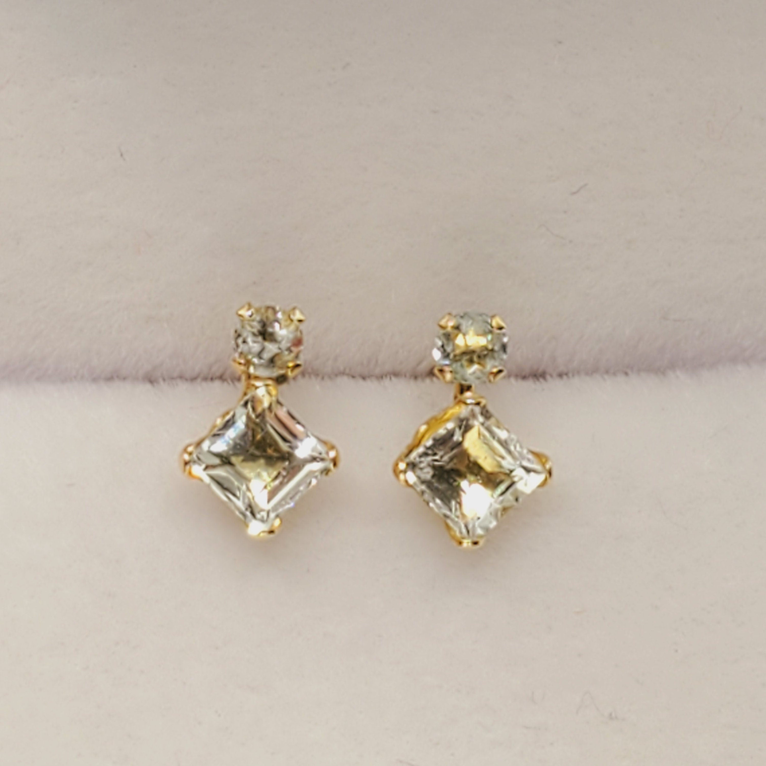 10K Yellow Gold Aquamarine Stud Earrings
