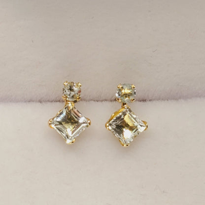 10K Yellow Gold Aquamarine Stud Earrings