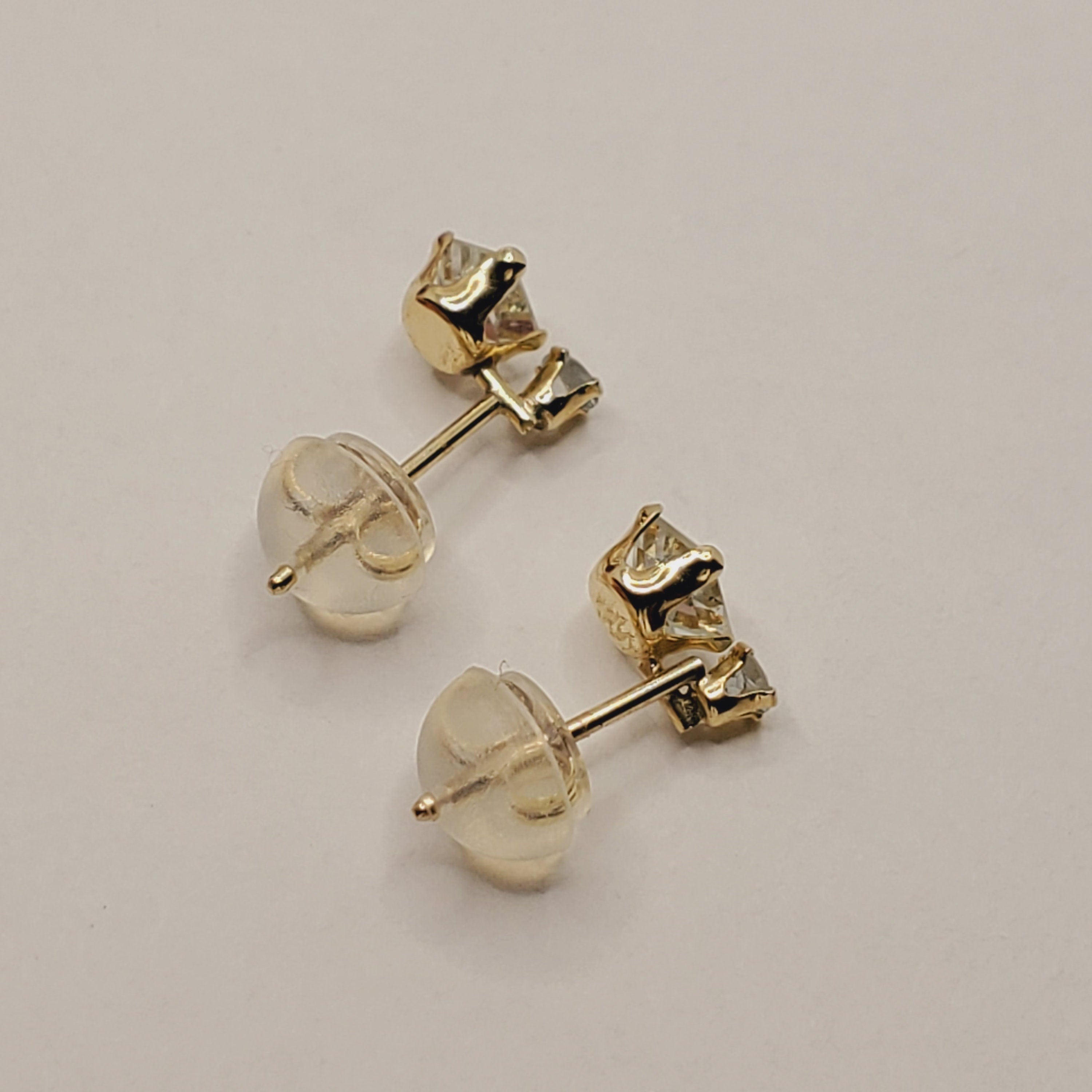 10K Yellow Gold Aquamarine Stud Earrings