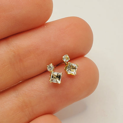 10K Yellow Gold Aquamarine Stud Earrings