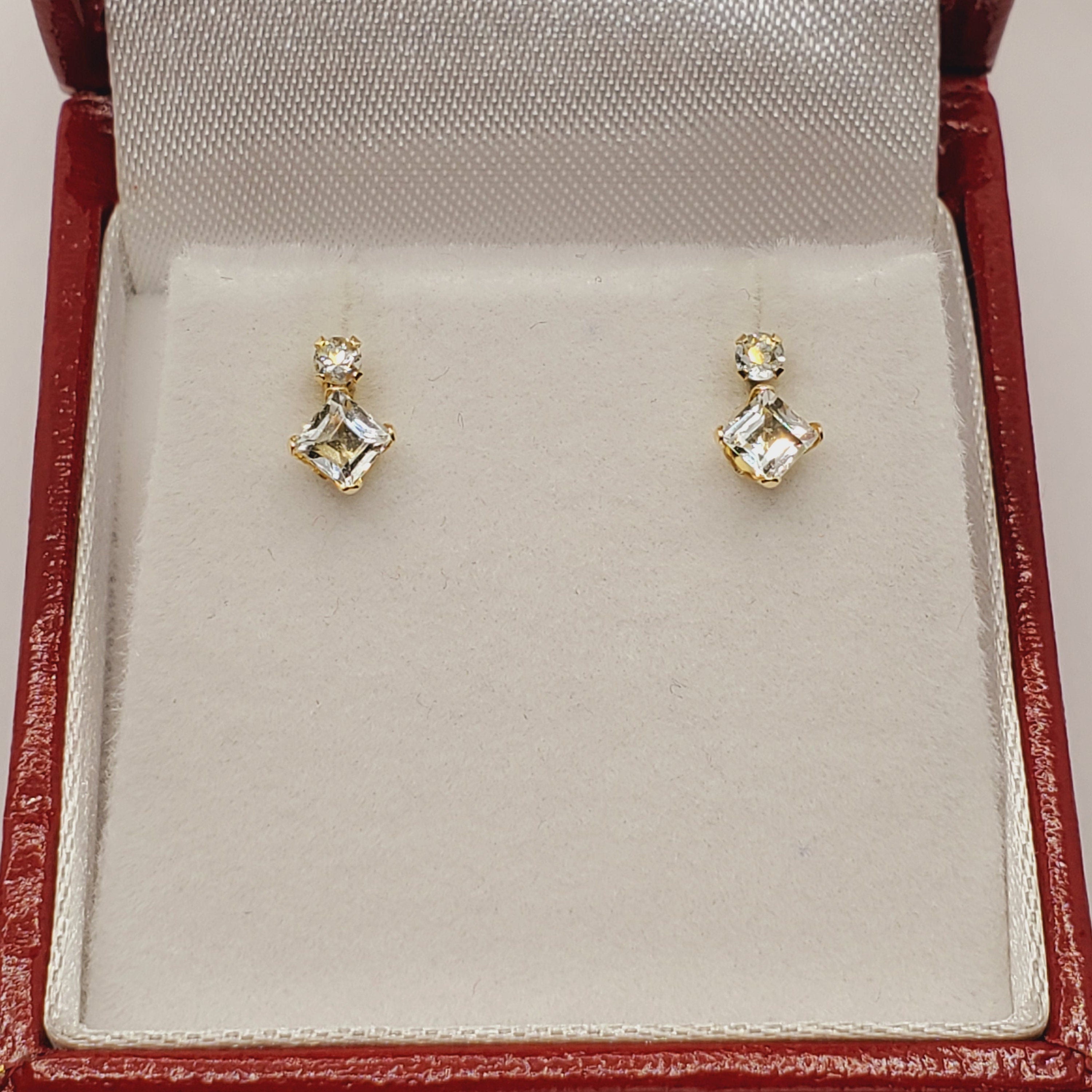 10K Yellow Gold Aquamarine Stud Earrings