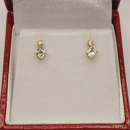 10K Yellow Gold Aquamarine Stud Earrings