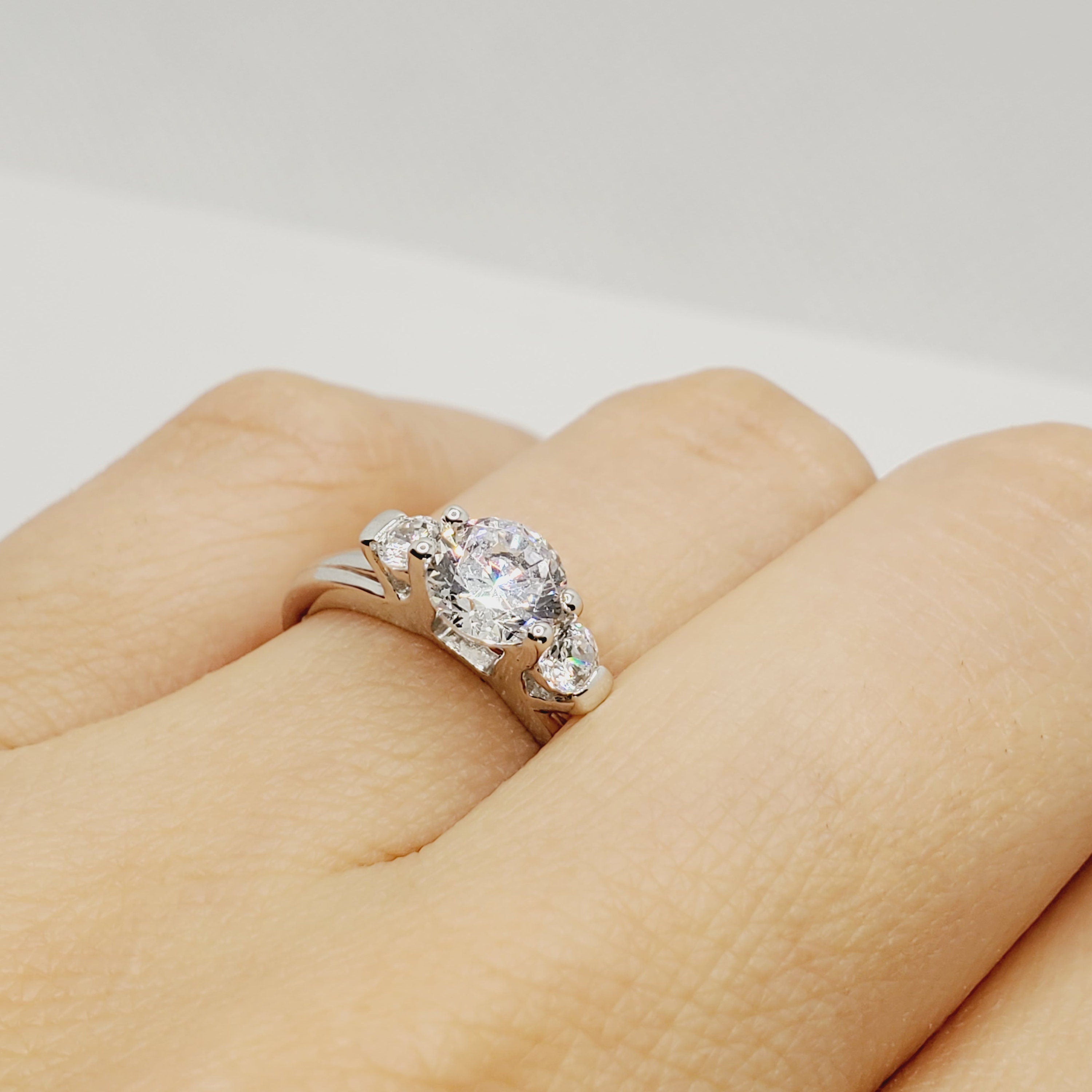 Silver CZ Ring,  925 Sterling Silver Cubic Zirconia Ring, Gift for Girlfriend, Gemstone Rings