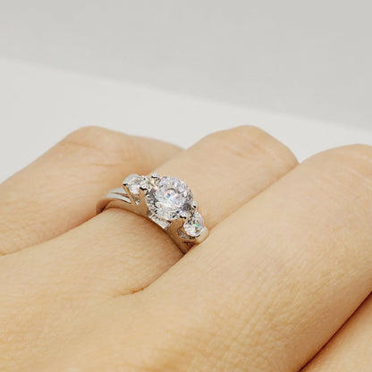 Silver CZ Ring,  925 Sterling Silver Cubic Zirconia Ring, Gift for Girlfriend, Gemstone Rings