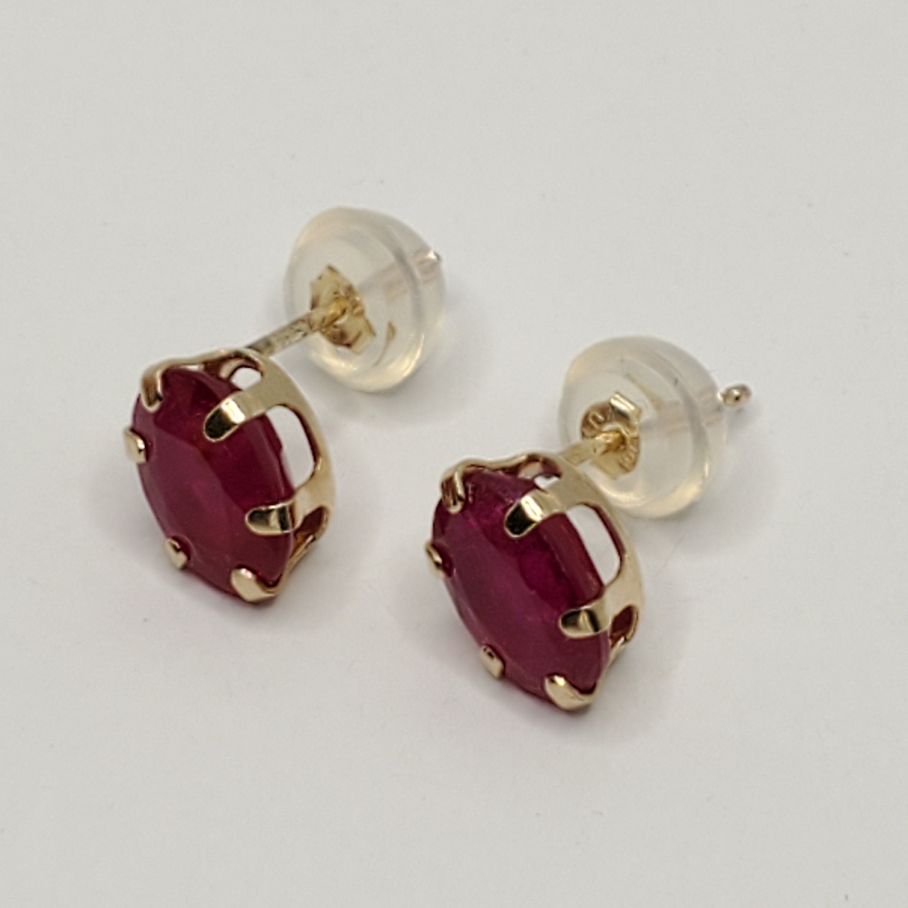 Gold Ruby Stud Earrings, 10K Yellow Gold Genuine Ruby 7x5mm Stud Earrings, July Birthstone, Earrings For Her