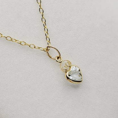 Gold Blue Topaz Pendant Charm, 14K Yellow Gold Genuine Heart Shape Blue Topaz 5x5mm Pendant Necklace, December Birthstone