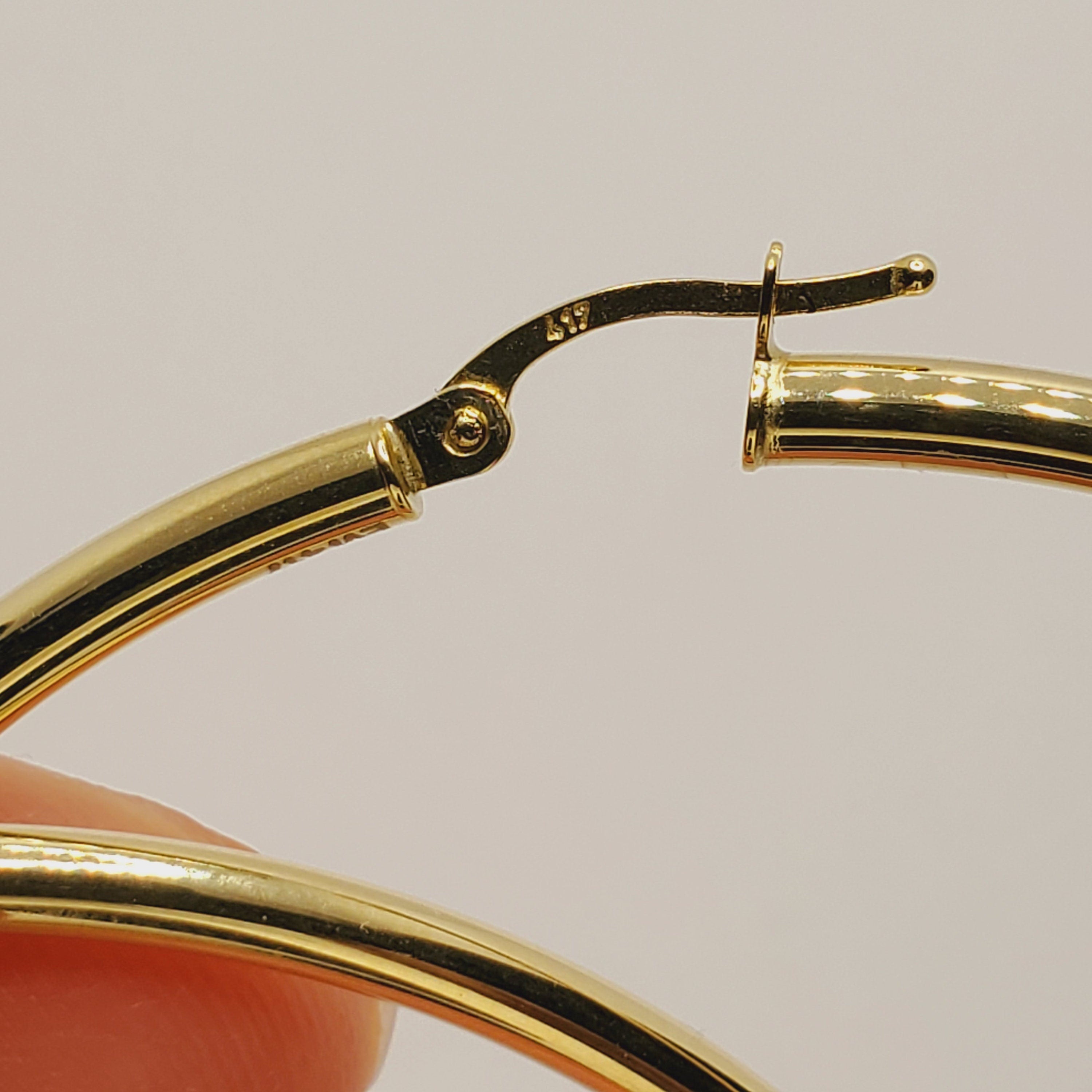 Large Gold Hoop Women’s Earrings, Fashionable Shiny Jewelry Earrings for Girls, Handmade 10K Yellow Gold Circle Earrings 75mm, Simple Hoops
