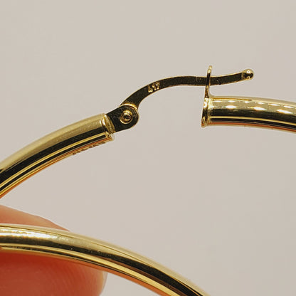 Large Gold Hoop Women’s Earrings, Fashionable Shiny Jewelry Earrings for Girls, Handmade 10K Yellow Gold Circle Earrings 75mm, Simple Hoops