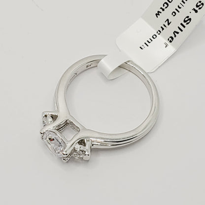 Silver CZ Ring,  925 Sterling Silver Cubic Zirconia Ring, Gift for Girlfriend, Gemstone Rings