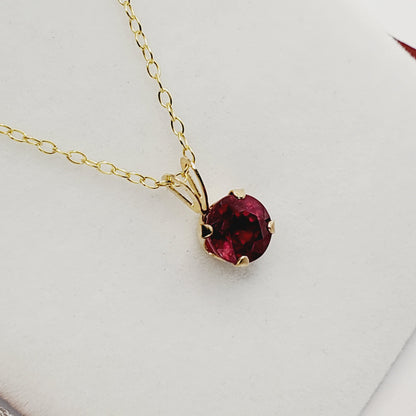 Gold Ruby Pendant Necklace , 10K Yellow Gold Ruby 5x5mm Pendant , Gold Ruby Necklace, July Birthstone, Red Gemstone Jewelry, Gift for Her