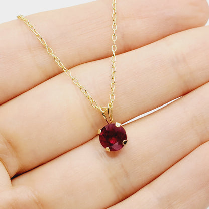 Gold Ruby Pendant Necklace , 10K Yellow Gold Ruby 5x5mm Pendant , Gold Ruby Necklace, July Birthstone, Red Gemstone Jewelry, Gift for Her
