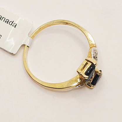 Gold Natural Blue Sapphire Ring, 10K Yellow Gold Natural Blue Sapphire (0.50ct) and Diamond Ring, September Birthstone, Ring For Women