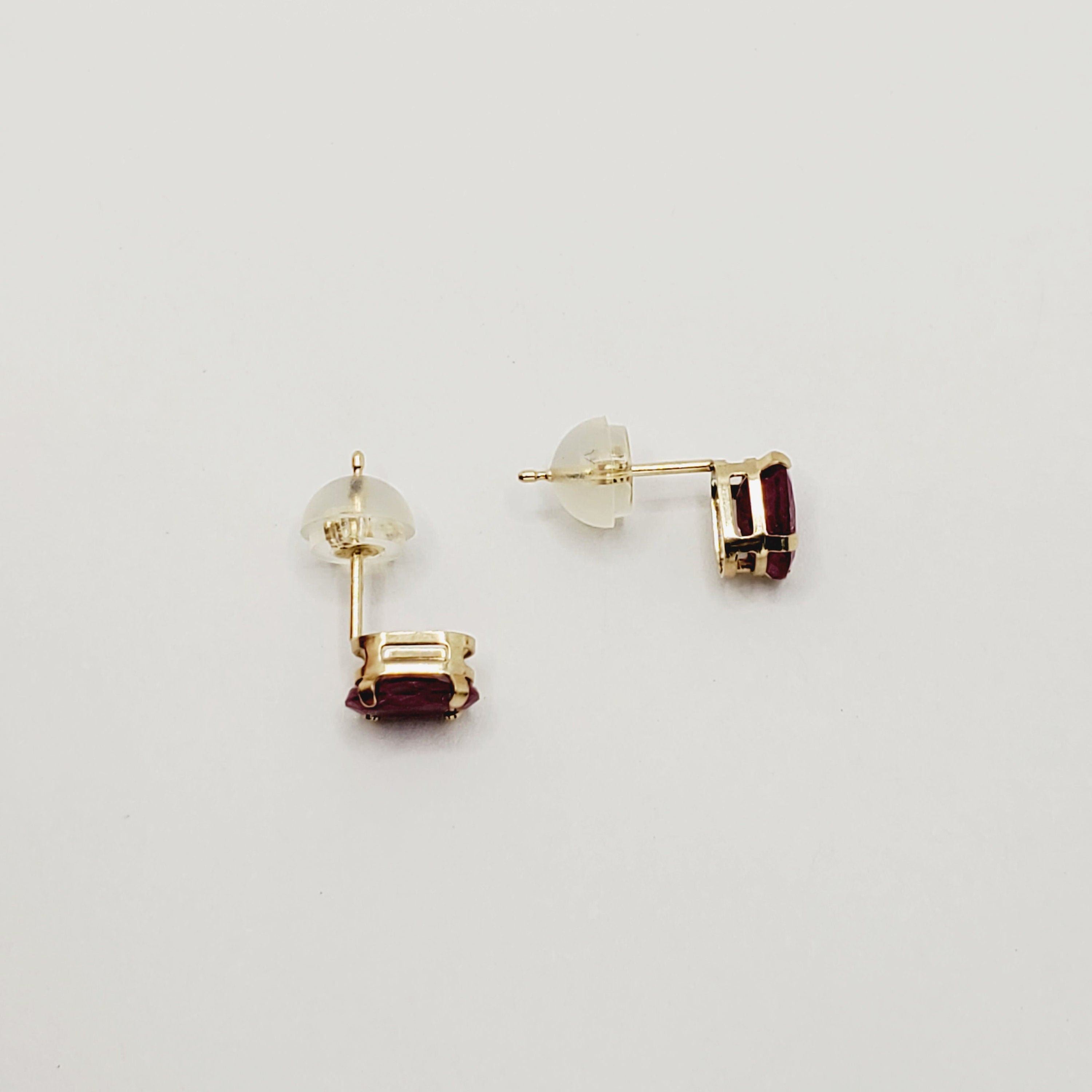 10K Yellow Gold Ruby 6x4mm Earrings