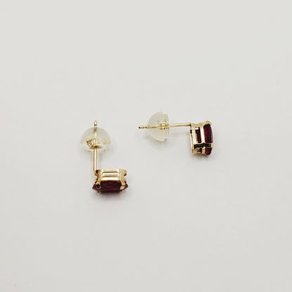 10K Yellow Gold Ruby 6x4mm Earrings