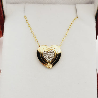 Gold Diamond Pendant | 14K Yellow Gold Heart Shape Diamond Pendant