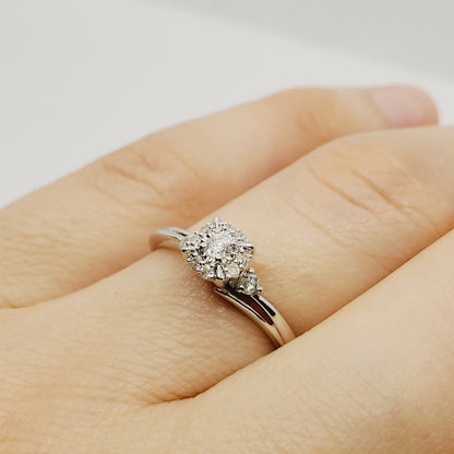 10K White Gold Natural Diamonds Ring, April Birthstone Ring, Engagement Wedding Promise Rings For Women, Women's Jewelry, Bridal Accessories