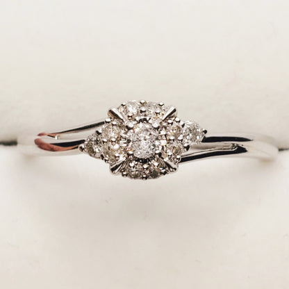 10K White Gold Natural Diamonds Ring, April Birthstone Ring, Engagement Wedding Promise Rings For Women, Women's Jewelry, Bridal Accessories