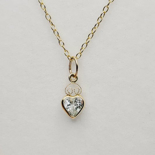 Gold Blue Topaz Pendant Charm, 14K Yellow Gold Genuine Heart Shape Blue Topaz 5x5mm Pendant Necklace, December Birthstone