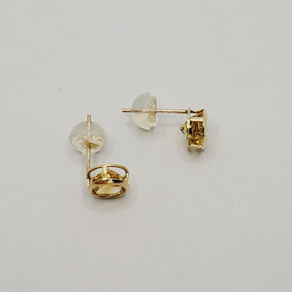 Gold Citrine Stud Earrings, 14K Yellow Gold Genuine Citrine 5x5mm Stud Earrings, November Birthstone
