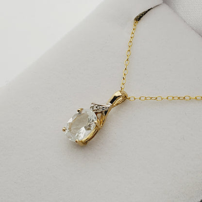 Aquamarine Pendant | 14K Yellow Gold Genuine Aquamarine 9x7mm With Diamond Pendant | Aquamarine Necklace
