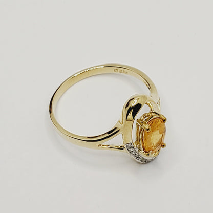 Gold Yellow Sapphire Ring, 10K Yellow Gold Yellow Sapphire and Diamond Ring, Women Ring, Promise Ring, Anniversary Ring, Anniversary Gift
