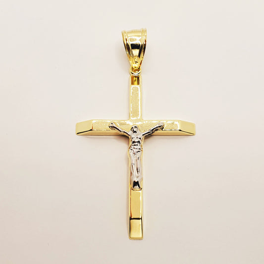 Gold Cross Pendant Necklace, 10k Yellow Gold Jesus Cross Men's Large Pendant, Gift For Men, Necklace For Men, Large Cross Pendant