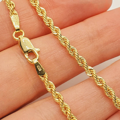 Gold Rope Anklet, 10K Yellow Gold Italian Rope 2.6mmAnklet, Ankle Bracelet, Foot Jewelry, Chain Anklet, Rope Chain Anklet, Anklet For Women