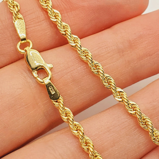 Gold Rope Anklet, 10K Yellow Gold Italian Rope 2.6mmAnklet, Ankle Bracelet, Foot Jewelry, Chain Anklet, Rope Chain Anklet, Anklet For Women