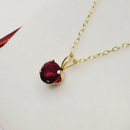 Gold Ruby Pendant Necklace , 10K Yellow Gold Ruby 5x5mm Pendant , Gold Ruby Necklace, July Birthstone, Red Gemstone Jewelry, Gift for Her