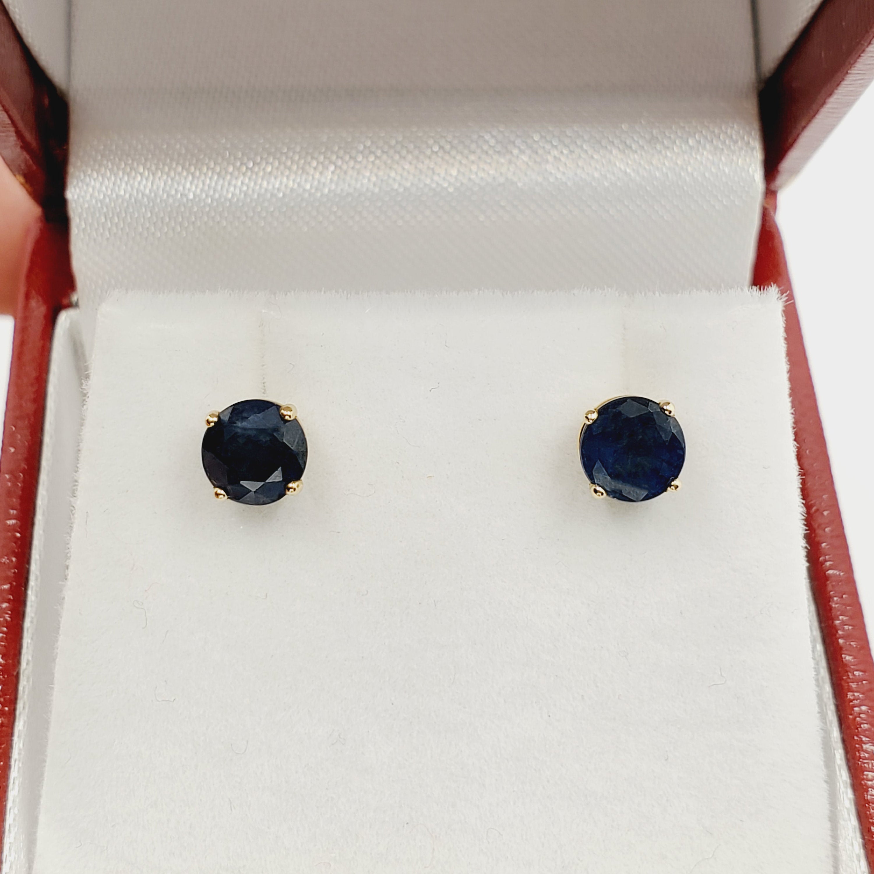 14K Yellow Gold Genuine Blue Sapphire 5x5mm Stud Earrings, Genuine Blue Sapphire Stud Earrings, Exquisite Jewelry, September Birthstone Gift