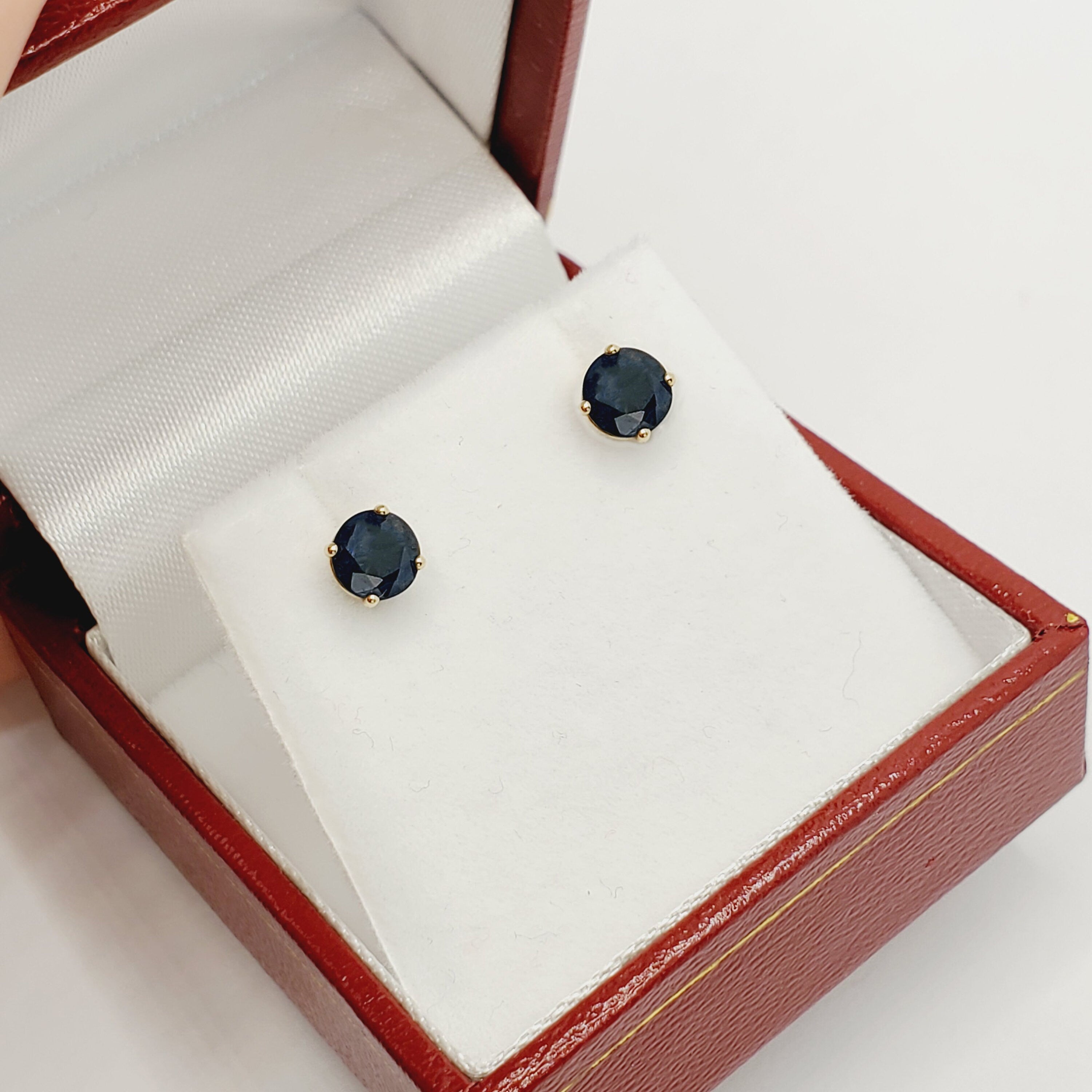 14K Yellow Gold Genuine Blue Sapphire 5x5mm Stud Earrings, Genuine Blue Sapphire Stud Earrings, Exquisite Jewelry, September Birthstone Gift