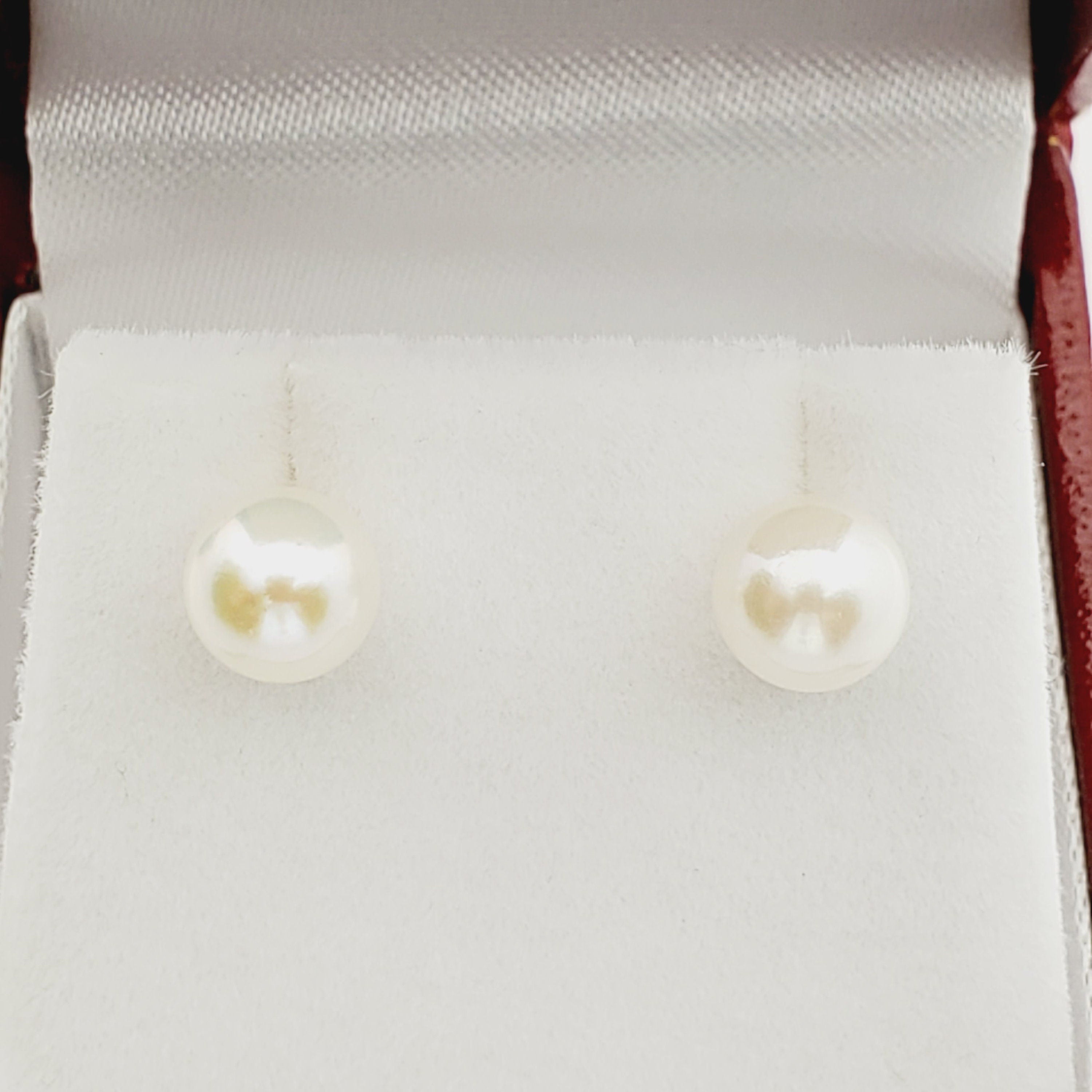 Gold Pearl Stud Earrings, 14K Yellow Gold Natural Cultured Pearl Earrings, June Birthstone, Birthstone Earrings, Handmade Earrings