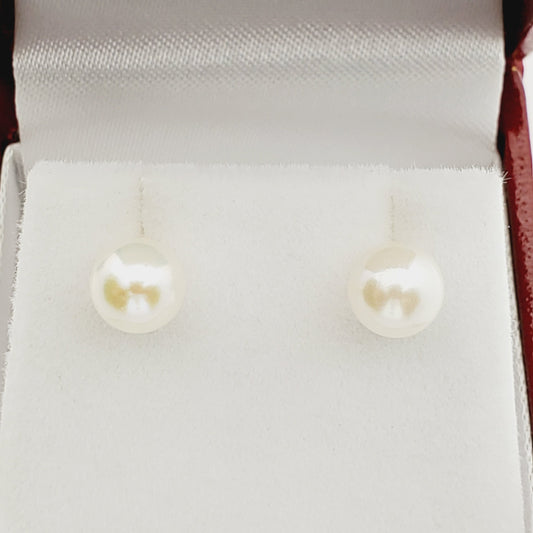 Gold Pearl Stud Earrings, 14K Yellow Gold Natural Cultured Pearl Earrings, June Birthstone, Birthstone Earrings, Handmade Earrings