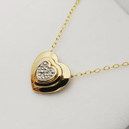 Gold Diamond Pendant | 14K Yellow Gold Heart Shape Diamond Pendant