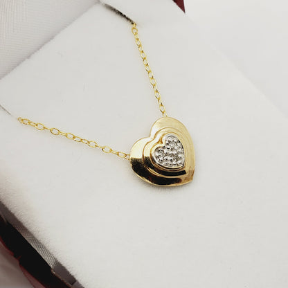 Gold Diamond Pendant | 14K Yellow Gold Heart Shape Diamond Pendant
