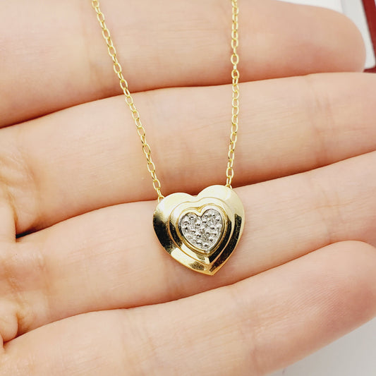 Gold Diamond Pendant | 14K Yellow Gold Heart Shape Diamond Pendant