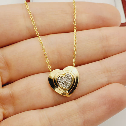 Gold Diamond Pendant | 14K Yellow Gold Heart Shape Diamond Pendant