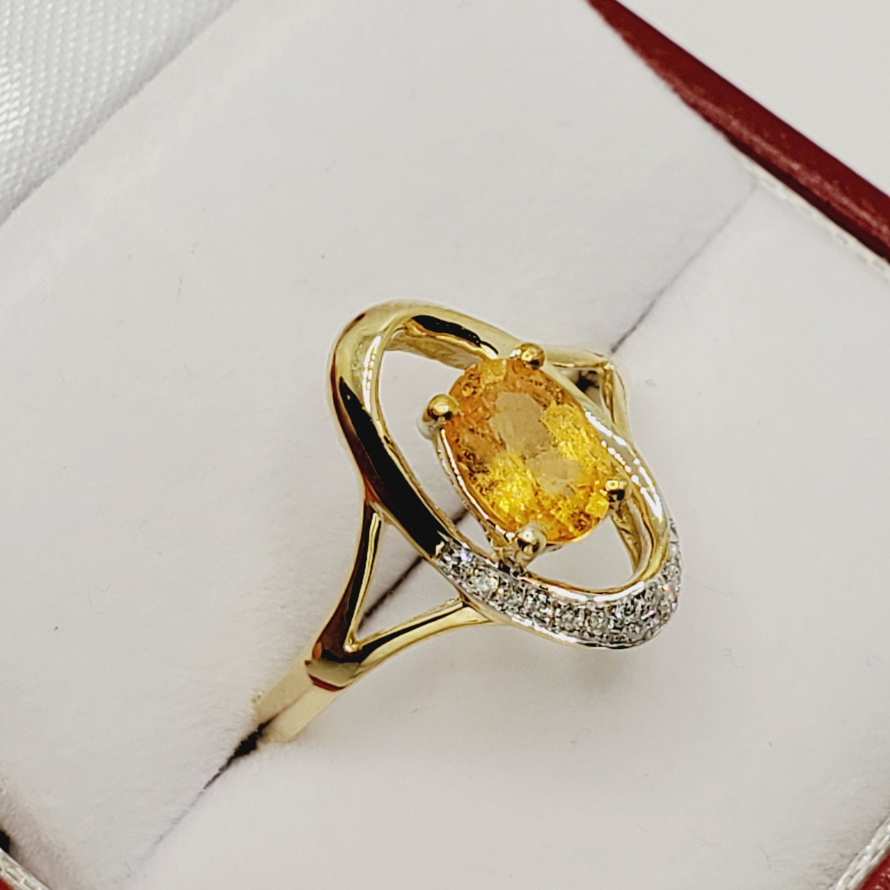 Gold Yellow Sapphire Ring, 10K Yellow Gold Yellow Sapphire and Diamond Ring, Women Ring, Promise Ring, Anniversary Ring, Anniversary Gift