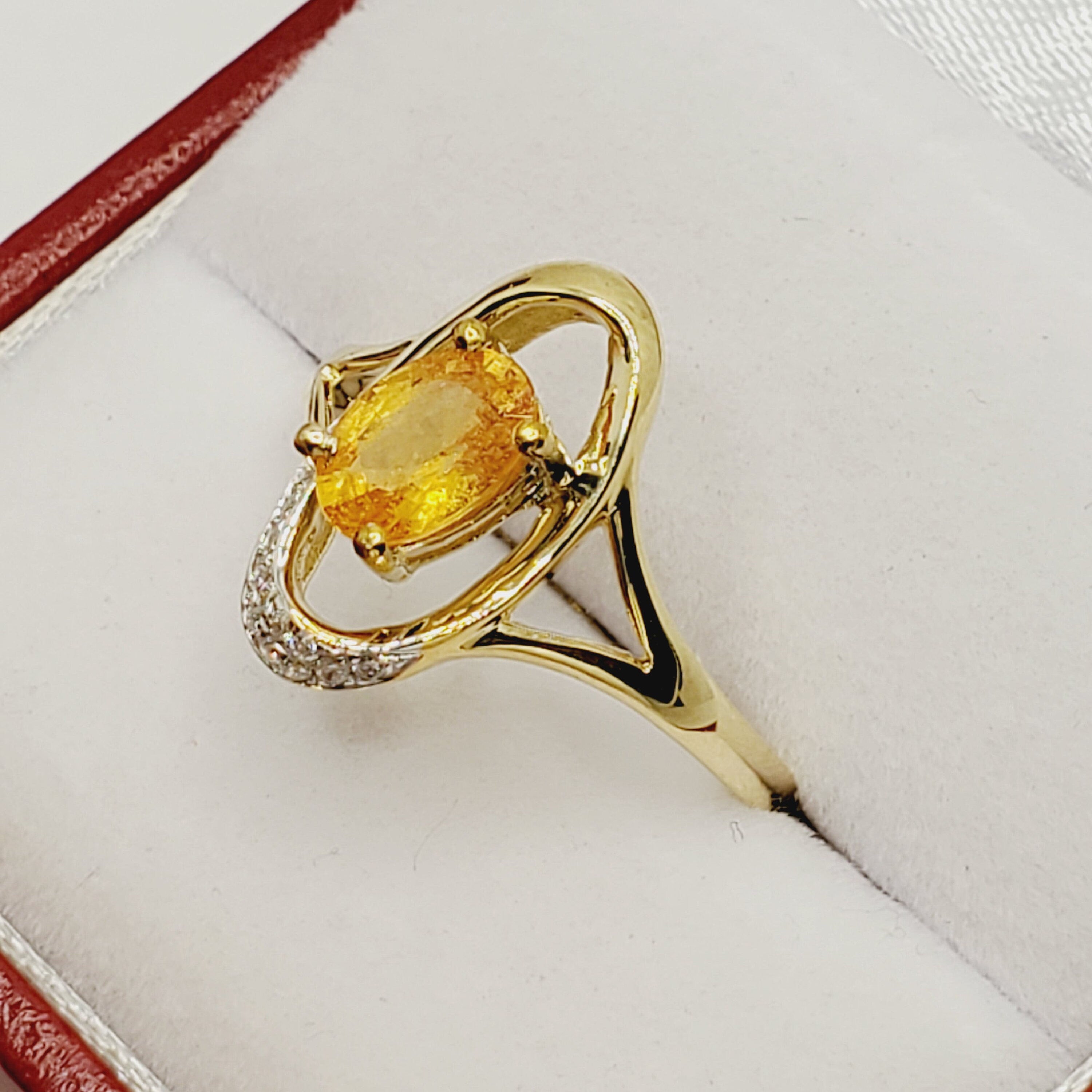 Gold Yellow Sapphire Ring, 10K Yellow Gold Yellow Sapphire and Diamond Ring, Women Ring, Promise Ring, Anniversary Ring, Anniversary Gift