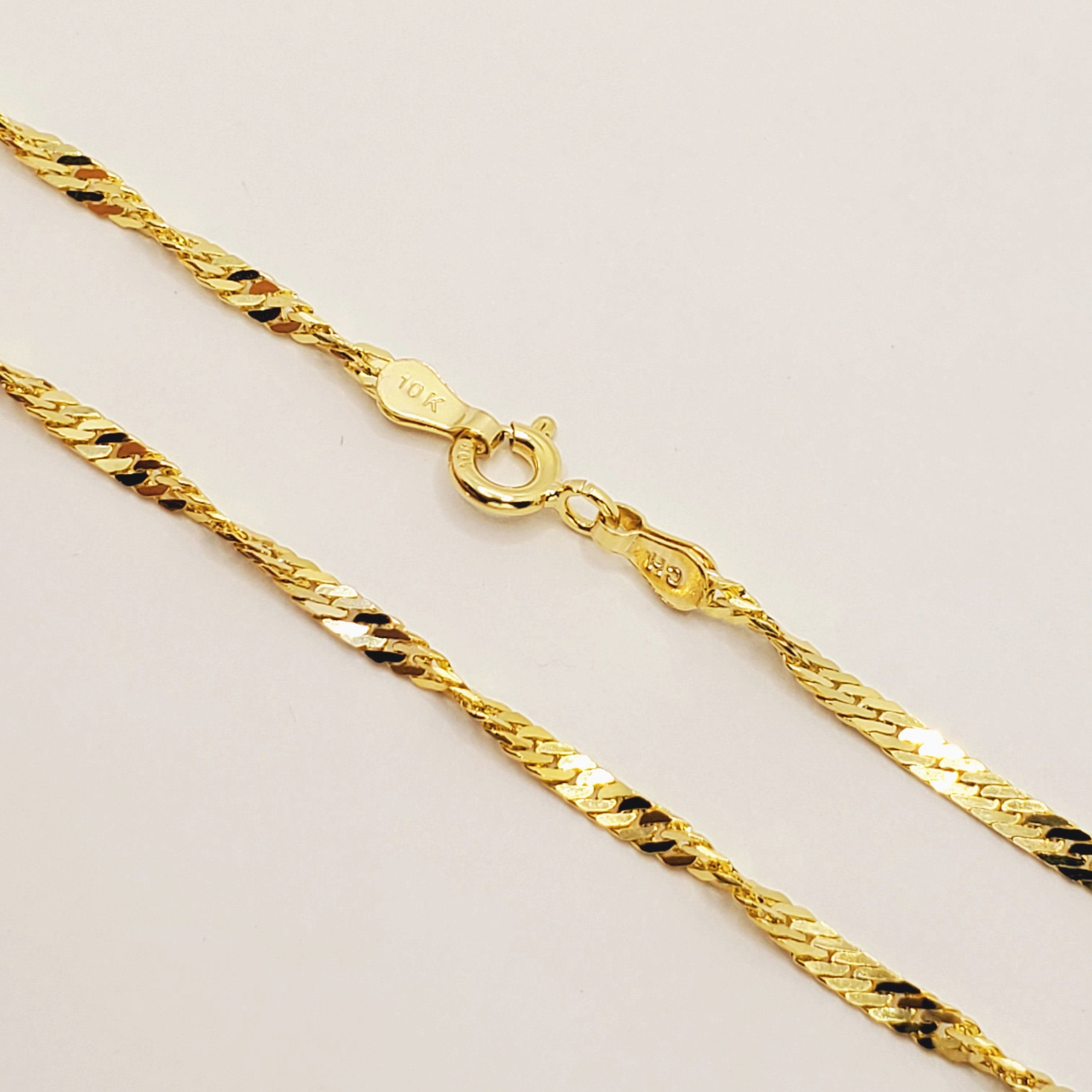 Gold Chain Necklace, 10K Yellow Gold Singapore Chain 2mm